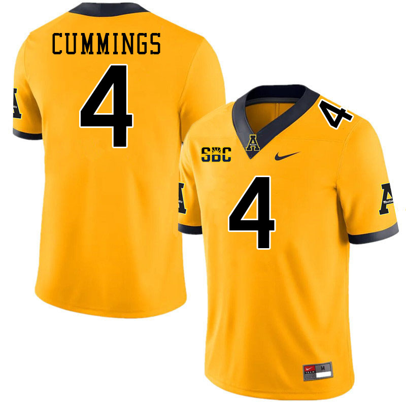Appalachian State Mountaineers #4 Izayah Cummings College Football Jerseys-Gold